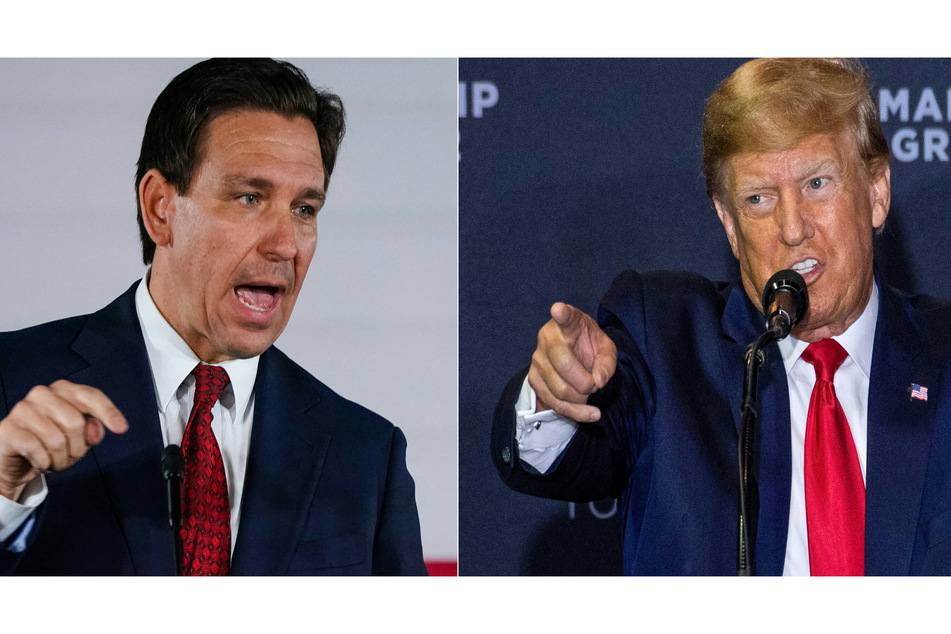 Ron DeSantis (l.) and Donald Trump's fight for the Republican presidential nomination has officially begun.