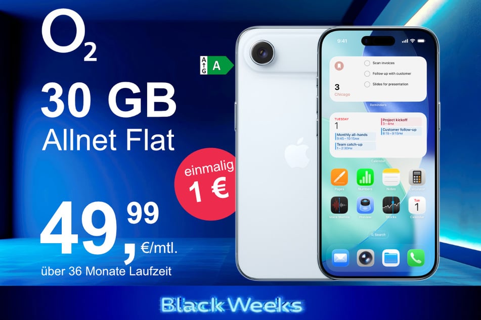 Das neue iPhone 17 Air inkl. 30 GB Datenvolumen für nur 1 Euro exklusiv bei o2.