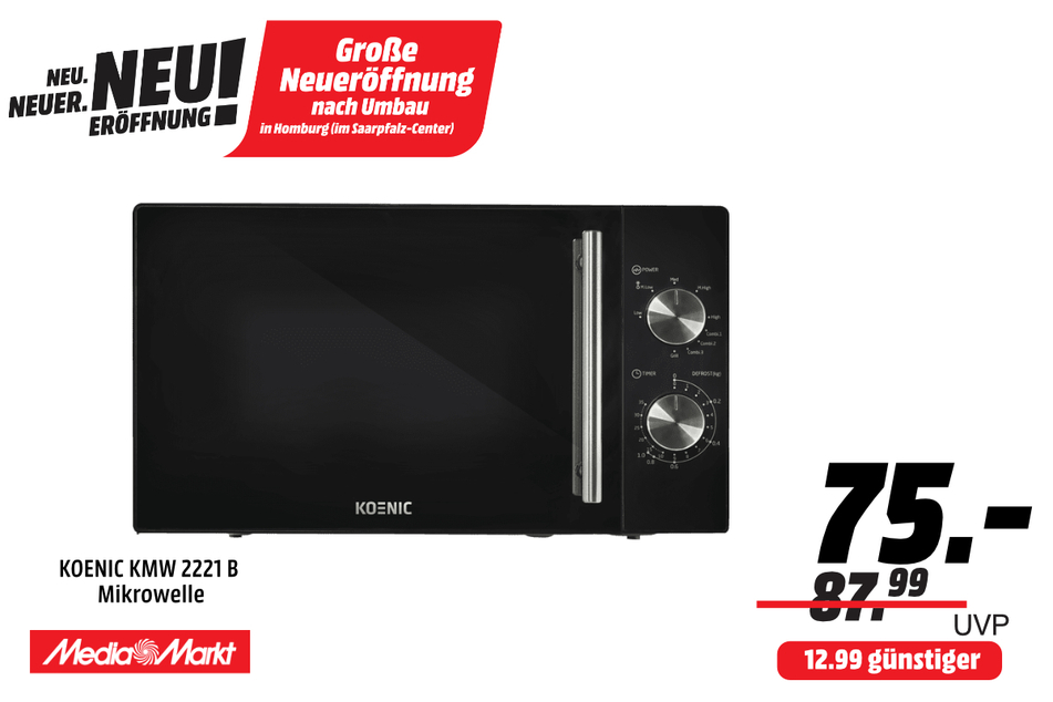 Koenic-Mikrowelle für 75 statt 87,99 Euro