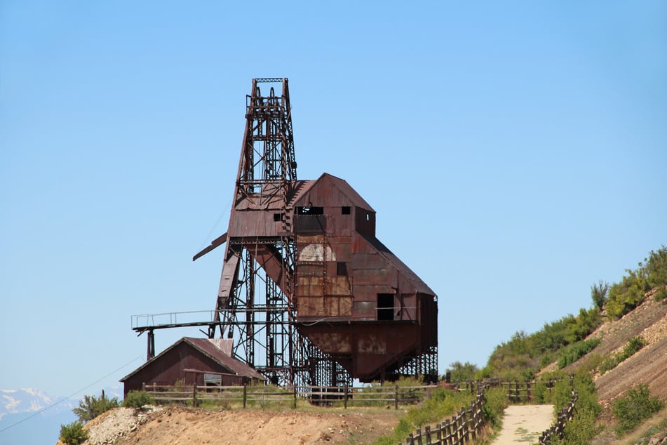 1890s gold mines are seen on the Vindicator Valley Trail in the Cripple Creek area of Colorado.