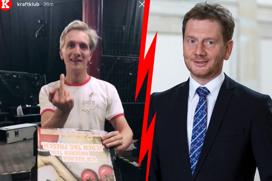 Nach einer Kritik von MP Kretschmer (r.) reagiert Kraftklub.