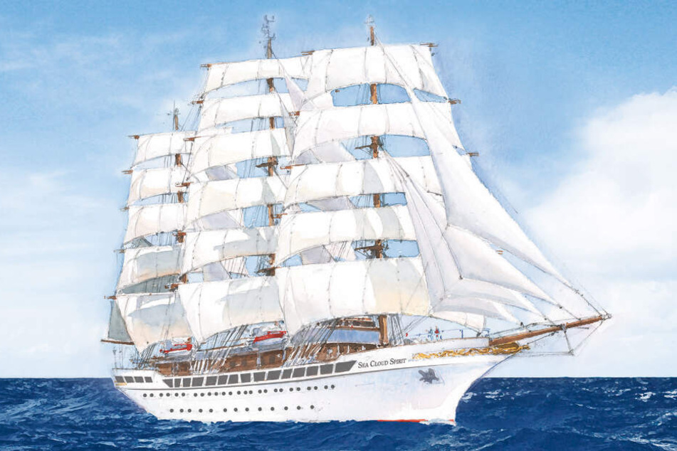 So soll die "Sea Cloud Spirit" ab 2020 über die Meere segeln. (Zeichnung)