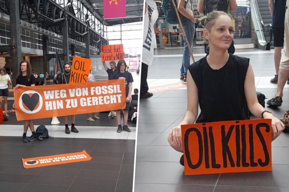 Dresden: Klimaaktivisten protestieren am Dresdner Flughafen