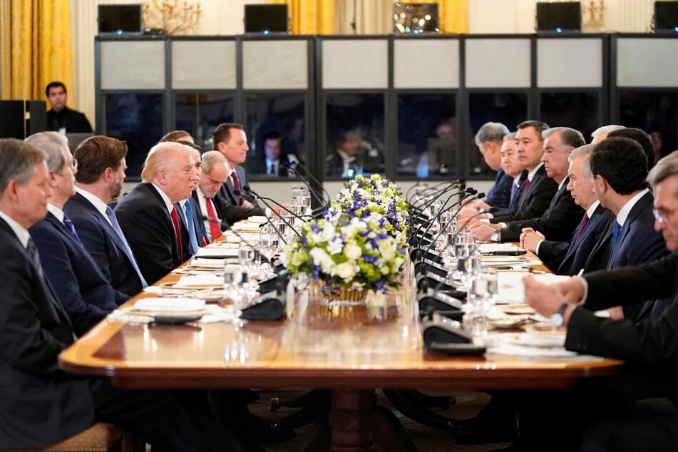 President Donald Trump attends a dinner with the leaders of the C5+1 Central Asian countries in the East Room of the White House on November 6, 2025.