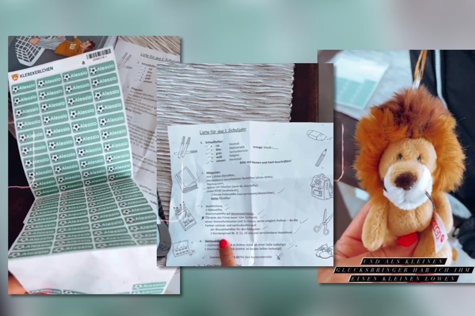Neben einer langen Liste gab es für Sohnemann Alessio (6) auch eigene Sticker und einen Glücksbringer.