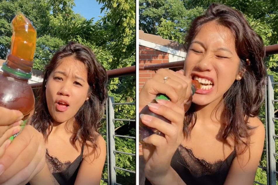 TikTok user Lala tried out the frozen honey challenge, warning her followers that it can lead to an upset stomach and unwanted bowel movements.