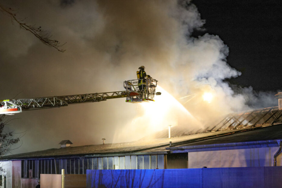 Die Feuerwehr konnte die brennende Lagerhalle erfolgreich löschen. Sie stürzte dabei teilweise ein.