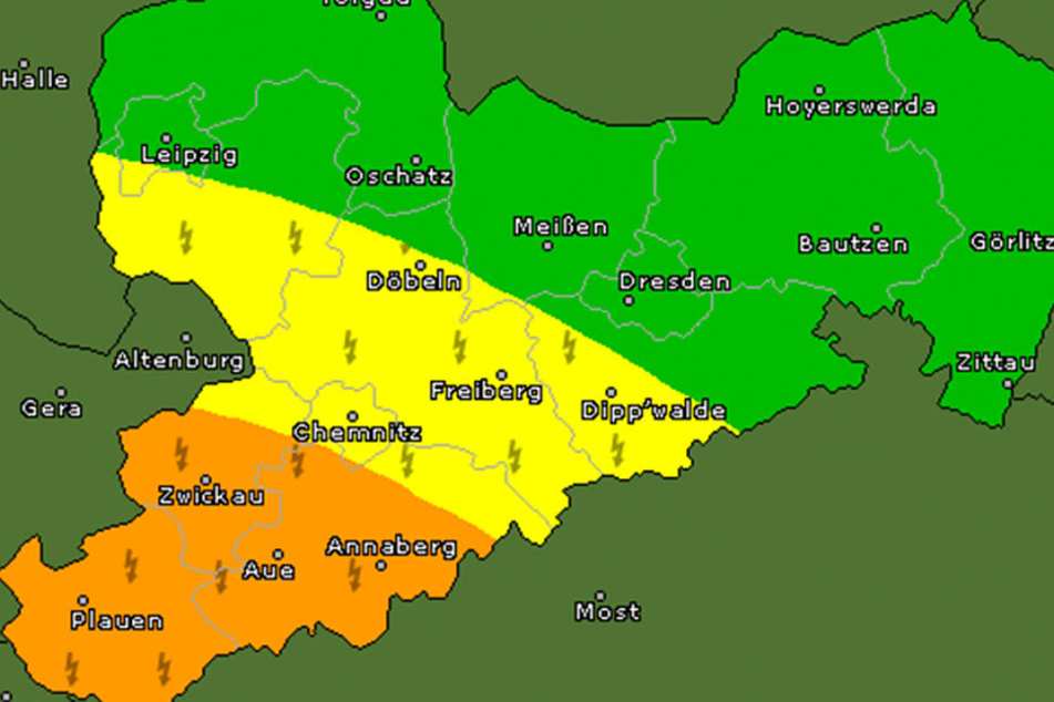 Für Teile des Vogtlands und des Erzgebirges gilt wieder die Unwetterwarnstufe 2.