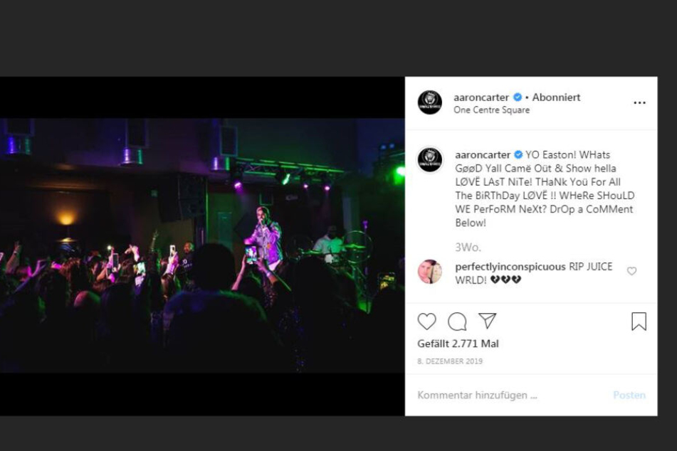 Aaron im Dezember bei einem seiner Konzerte. Er bedankt sich via Instagram für die Unterstützung seiner Fans.