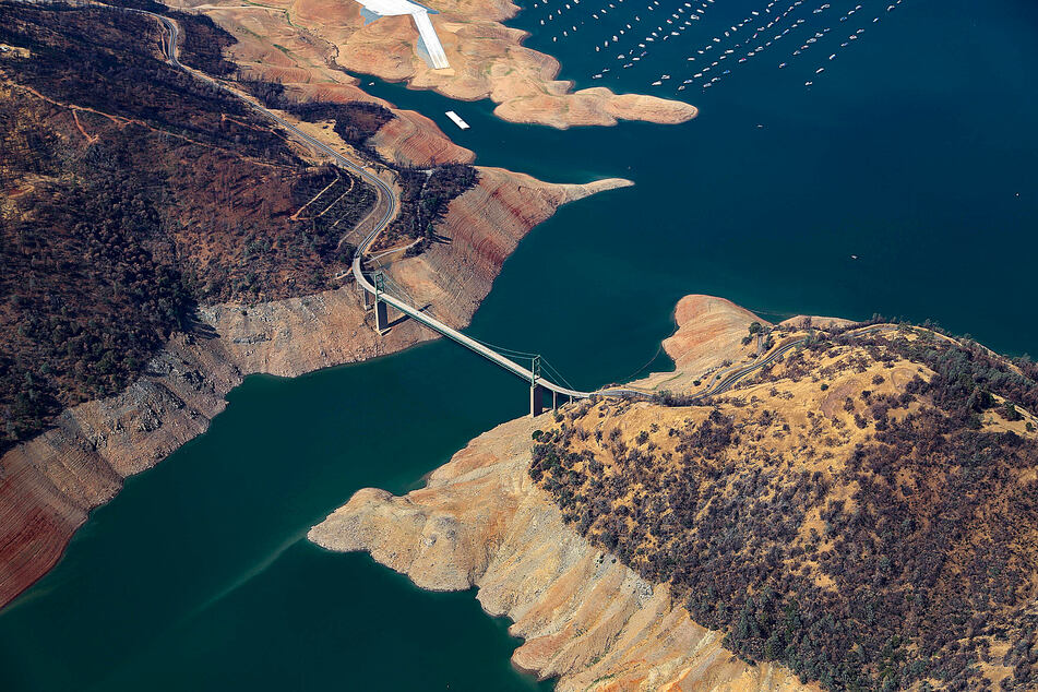 Lake Oroville continued to dry up in California's 2021 drought.