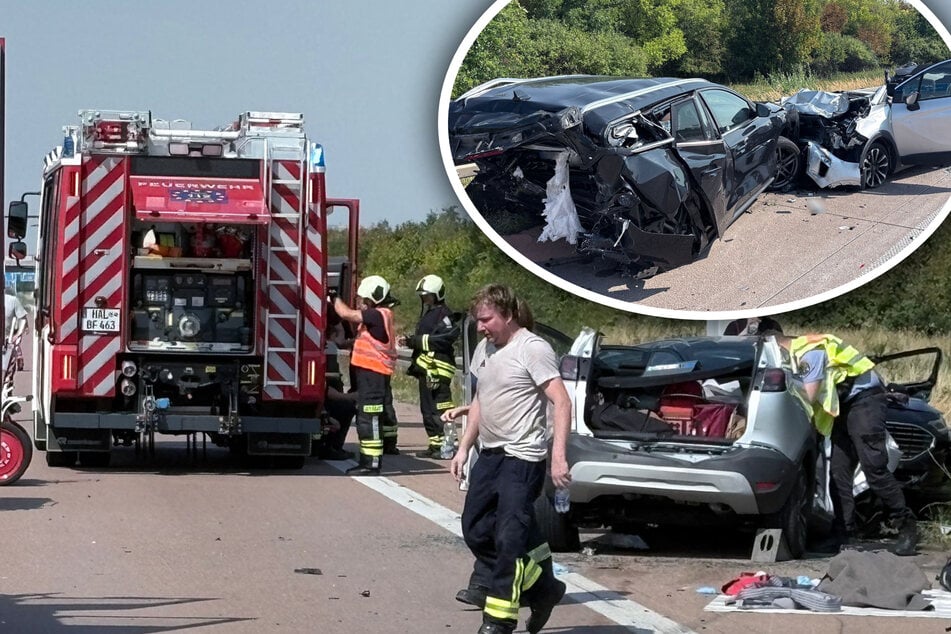 Unfall A14: Schwerer Unfall auf der A14 bei Halle: Zwei Menschen lebensbedrohlich verletzt