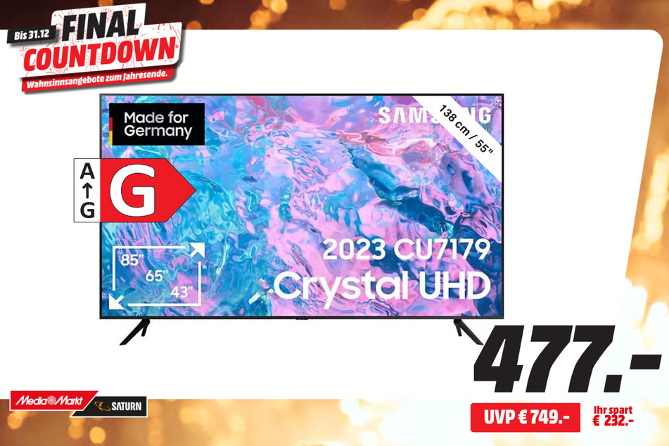 55-Zoll Samsung-Fernseher für 477 statt 709 Euro.