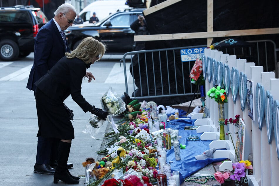 President Joe Biden and first lady Jill Biden on Monday laid flowers at the site of the deadly New Year's truck attack in New Orleans.