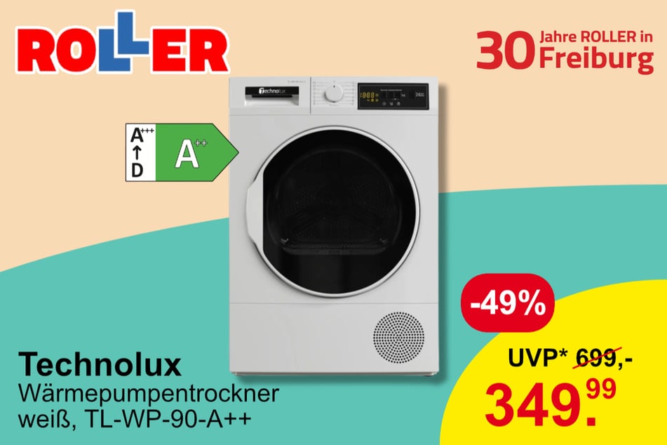 Technolux Wärmepumpentrockner für 349,99 statt 699 Euro (UVP)*.