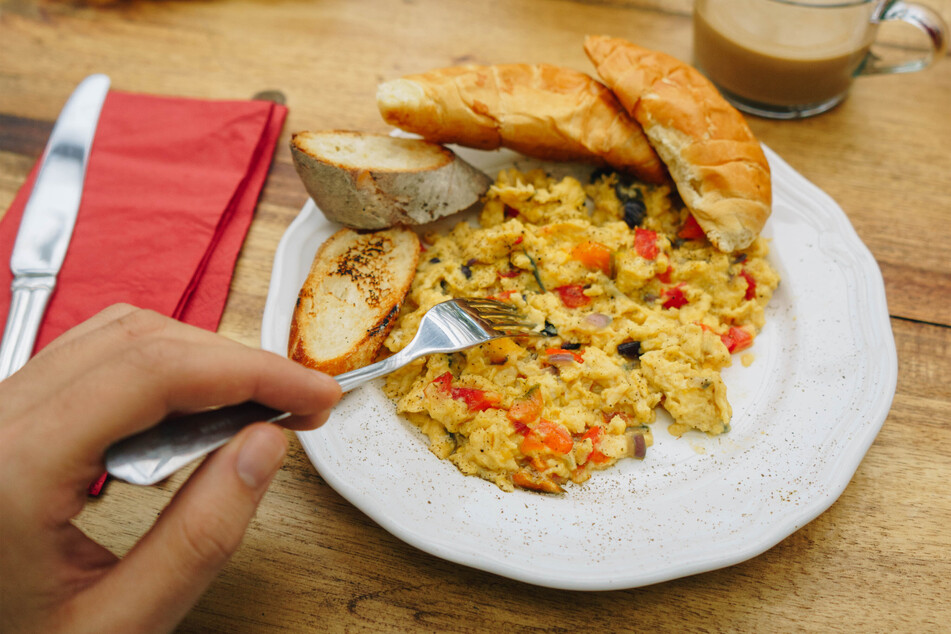 Try serving your scrambled eggs with vegetables on whole wheat bread for a healthier option.