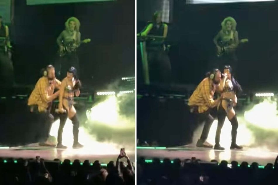 Katy Perry was helped out by an assistant after the near-malfunction.
