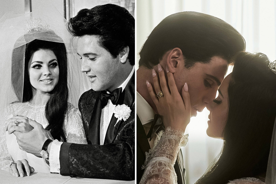 Sofia Coppola's Priscilla is based on the memoir Elvis and Me by Priscilla Presley (l).