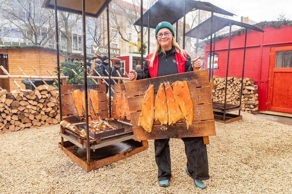 Marktchefin Olga Vallin (32) kann am neuen Standort bisher deutlich mehr Umsatz mit dem Flammlachs machen.