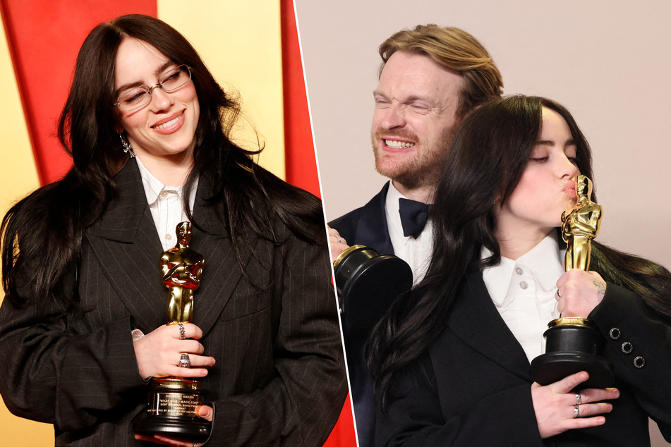 Billie Eilish (l.) became the youngest two-time Oscar winner after her win at Sunday's ceremony.