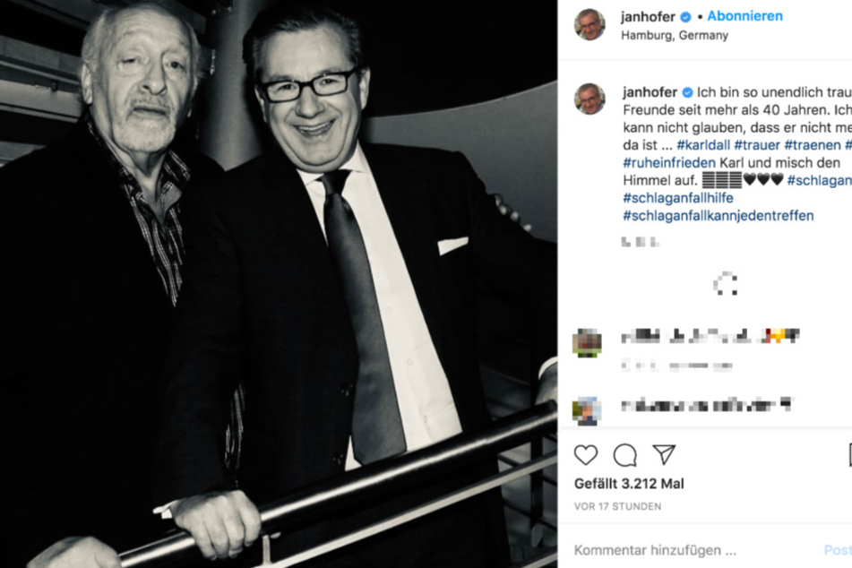 Auf Instagram trauert Jan Hofer (68) um seinen langjährigen Freund.