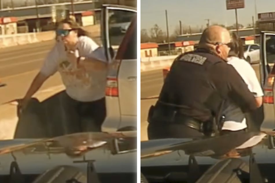 Mitten auf der Autobahn: Frau springt aus ihrem Honda, Polizist rettet ihr Leben