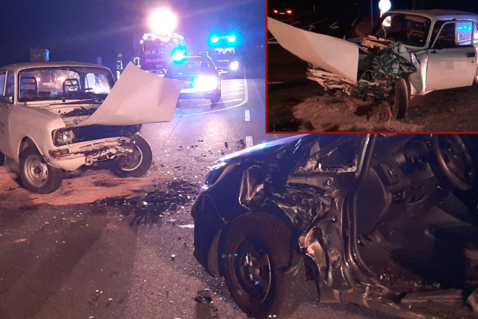 Schwerer Unfall bei Bautzen: Moskwitsch kracht in Kia, Frau in Auto eingeklemmt!