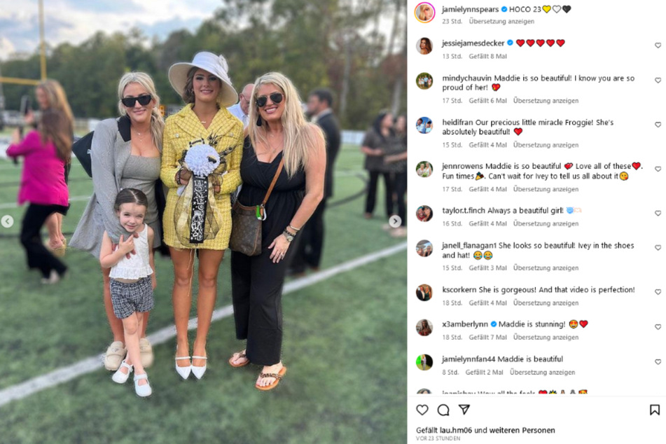 Auf Instagram zeigte sich Jamie Lynn Spears freudestrahlend mit ihren Töchtern Maddie und Ivey (5) sowie ihrer Mutter Lynne (68).