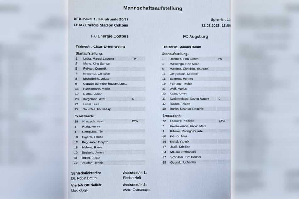 Die Cottbuser Aufstellung hat einige Überraschungen parat.