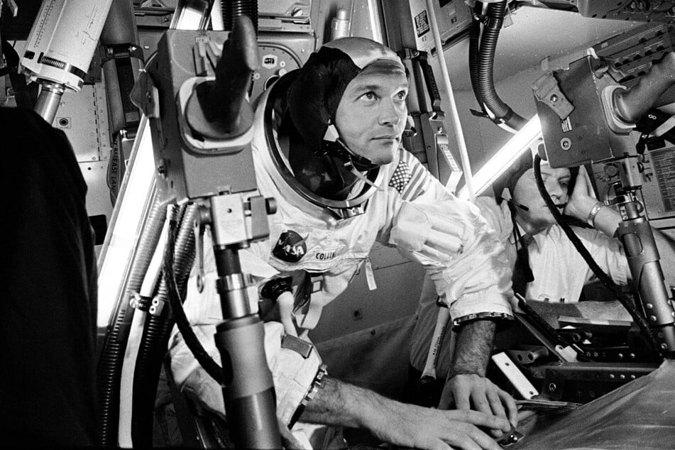 Astronaut Michael Collins at work.