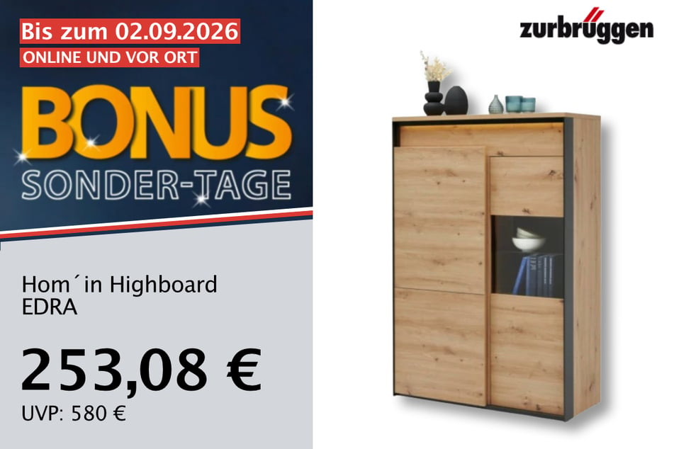 Das Hom'in Highboard EDRA
für 253,08 statt 580 Euro.