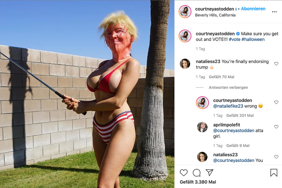 Nur versteckt in der Antwort auf einen User-Kommentar, wird deutlich, auf welcher politischen Seite Courtney Stodden (26) steht.