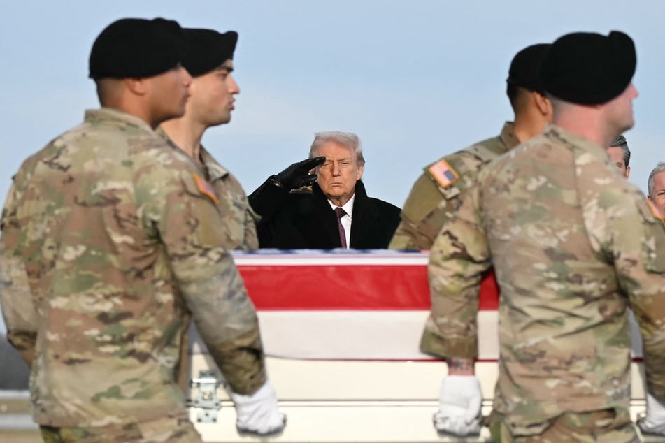 President Trump attended a ceremony marking the return of the bodies of two US soldiers and an American translator who were killed in Syria on Saturday.