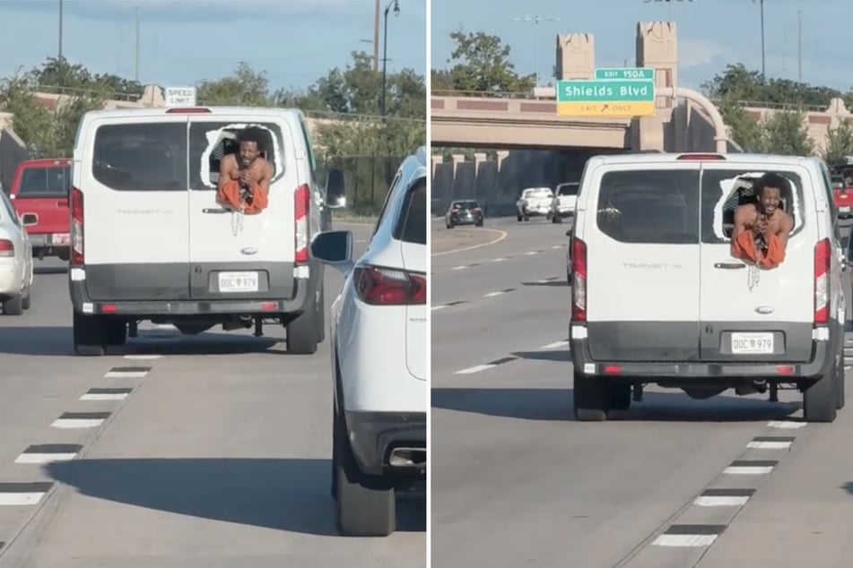 Halfnaakte gevangene onderneemt bizarre ontsnappingspoging op de autosnelweg