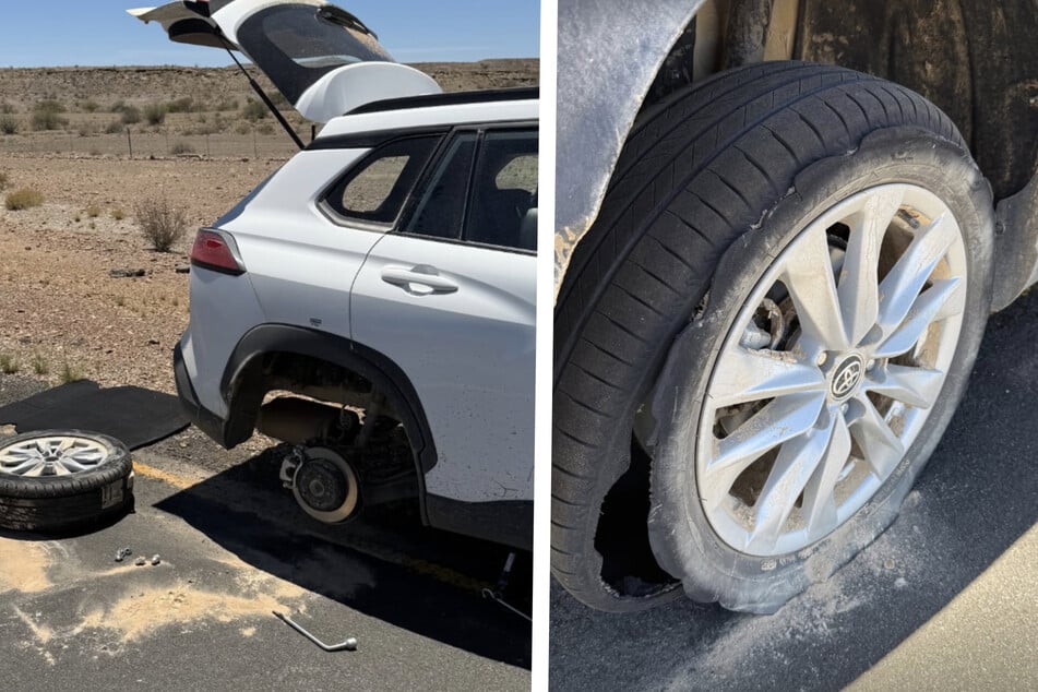 In ihrer Story auf Instagram zeigte Iris Mareike Steen den geplatzten Autoreifen.