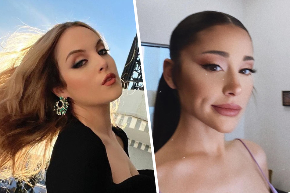 Liz Gillies (l) and Ariana Grande reunited for show-stopping Halloween costumes inspired by the 1995 movie Showgirls.