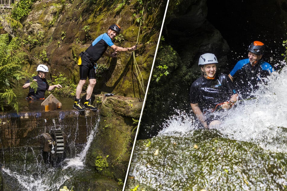 Unter dem Malerweg abseilen durch Wasserfälle: Der irre Adrenalin-Kick an der Rathewalder Mühle
