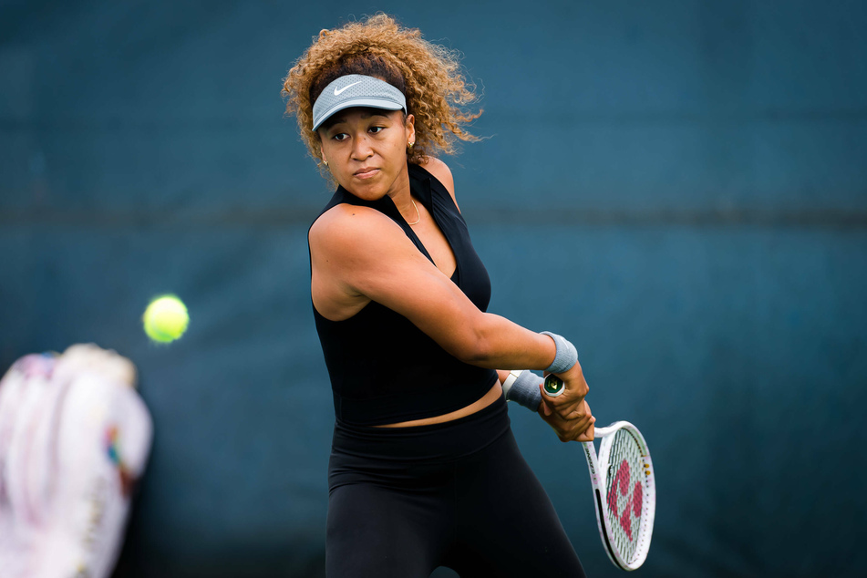 Naomi Osaka hits the court to practice for the 2021 Western & Southern Open WTA.