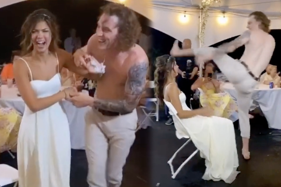 Groom kick-starts his marriage with accidental assault caught on camera