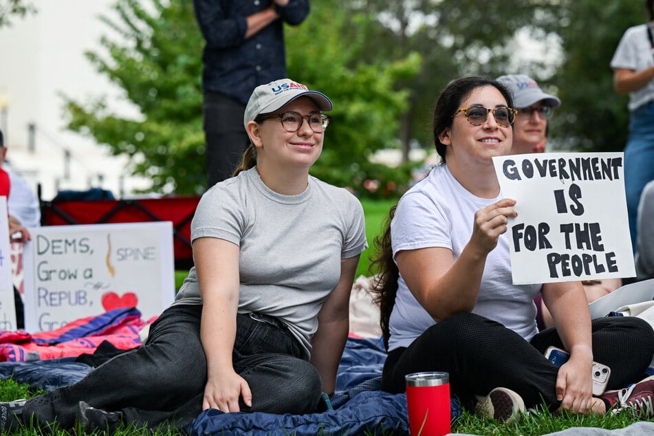 Fired federal workers hold their weekly sit-in outside the US Capitol on September 30, 2025 – a day before a partial government shutdown was set to take effect.