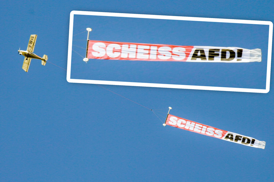 Initiative gegen Nazis sorgt mit Flugzeug-Aktion für Aufsehen: "Scheiß AfD!"