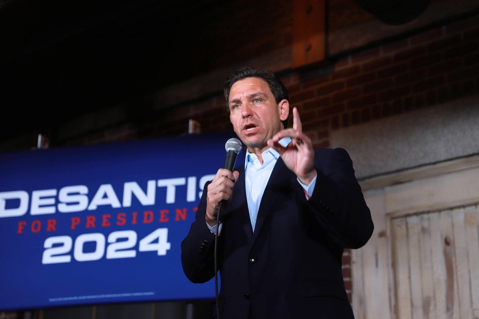 Gov. Ron DeSantis giving a campaign speech in New Hampshire on August 19, 2023.