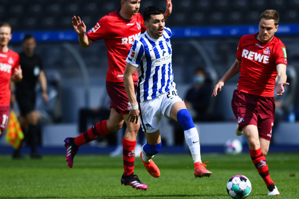 Nemanja Radonjic (25/l.) zündet gegen Kölns Benno Schmitz (26/r.) den Turbo. Hertha denkt über eine Verpflichtung des Serben nach.