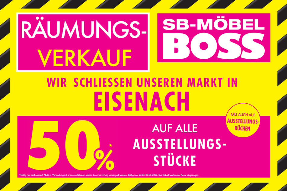 Alle, die sich auf den Weg zu Möbel Boss Eisenach machen, werden jetzt mit 50 Prozent Rabatt* belohnt.