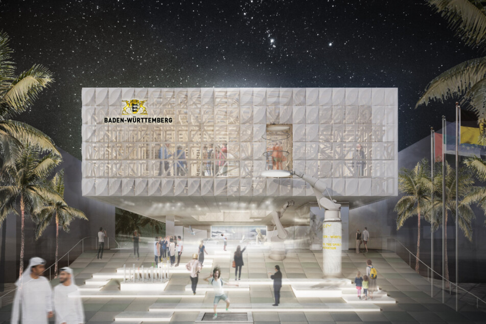 Eine Computergrafik zeigt einen Plan für den Baden-Württemberg-Pavillon für die Weltausstellung Expo in Dubai.