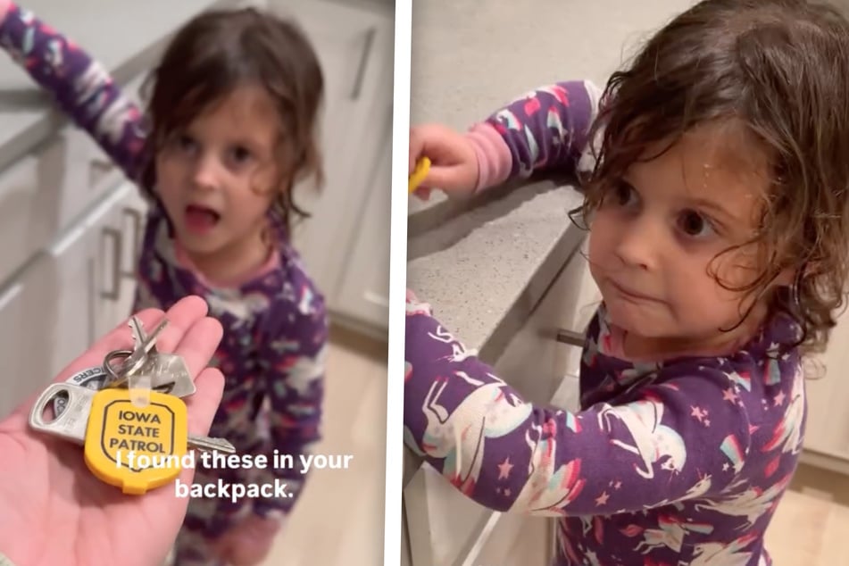 Die kleine Octavia (4) lässt gerne mal etwas aus der Schule nach Hause mitgehen - doch wie kam sie an die Polizeischlüssel?