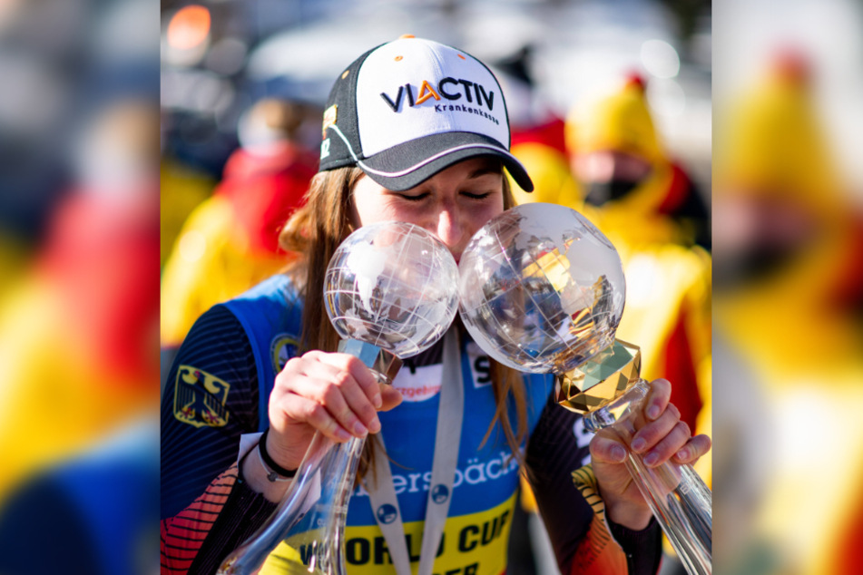 Süchtig nach Kristall ist Julia Taubitz (27). In St. Moritz bekam sie 2022 gleich zwei Kugeln - eine für den Sprint- und eine für den Gesamtsieg.
