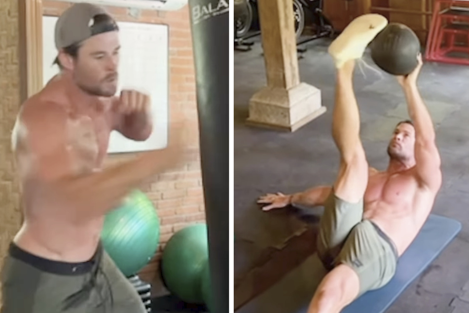 Ob Hollywood-Star Chris Hemsworth (39) klar war, dass er bei diesem Work-out-Video mehr als nur seine Muskeln zeigt?