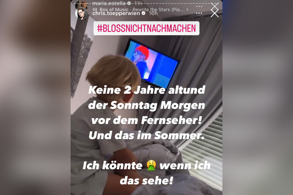 Chris Töpperwien repostet die Story von Influencerin Maria und schreibt deutlich seinen Standpunkt dazu.