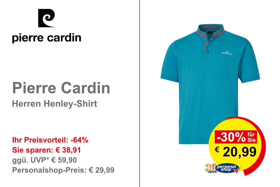 Pierre Cardin Herren Henley-Shirt