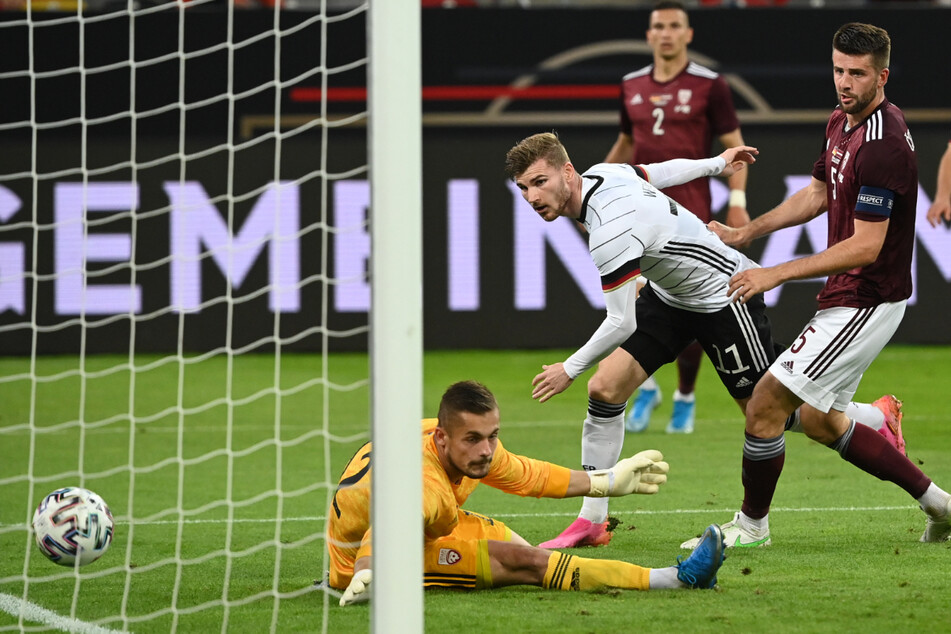 Der ehemalige Leipzig-Stürmer erzielte gegen die Letten das 6:0.